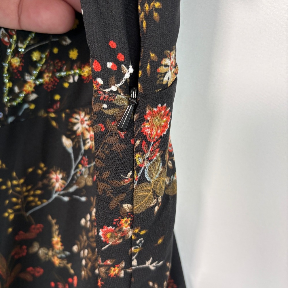 ModCloth Womens Dress 1X Black Embellished To Perfection Floral Sequin Flutter - Picture 6 of 14